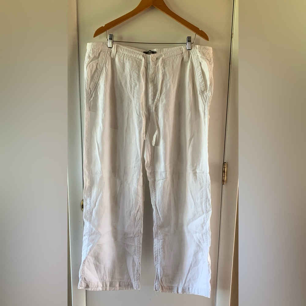 White Linen Drawstring Pants